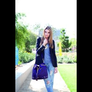 Melie Bianco Liv ChainLink Tassel Eggplant Bag New
